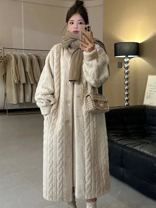Fashion Fluffy Long Cardigan Single Breasted Coats Lady - Dress Networks